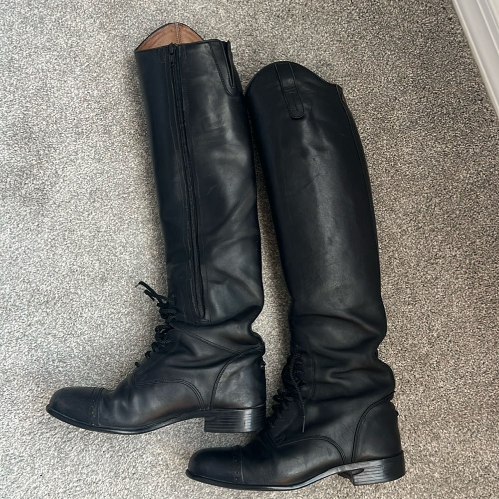 Women’s Ariat Black Leather Heritage Contour II Field Zip Tall Riding Boots 40